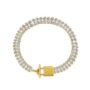Gold Baguette Bracelet*Simulated Diamond Bracelet*Waterproof and Sweatproof